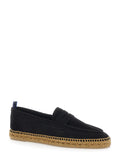 Nacho Black Espadrillas with Penny Slot in Suede Man Calf Flat Shoes
