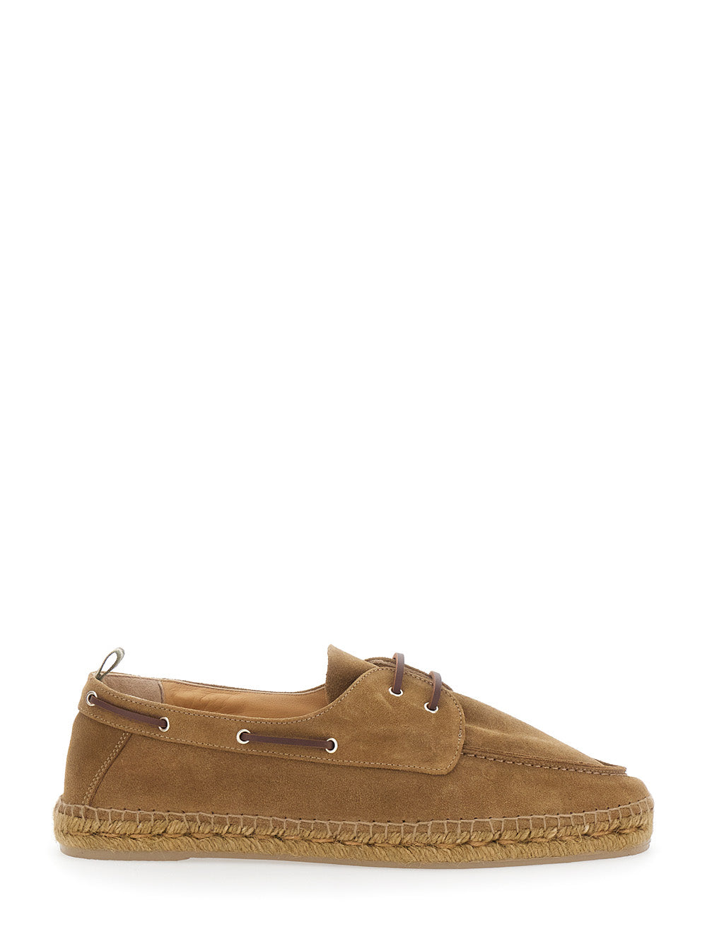 Nemo Espadrilles with Pull-tab and Contrast Stitching in Brown Suede for Men Calf Flat Shoes