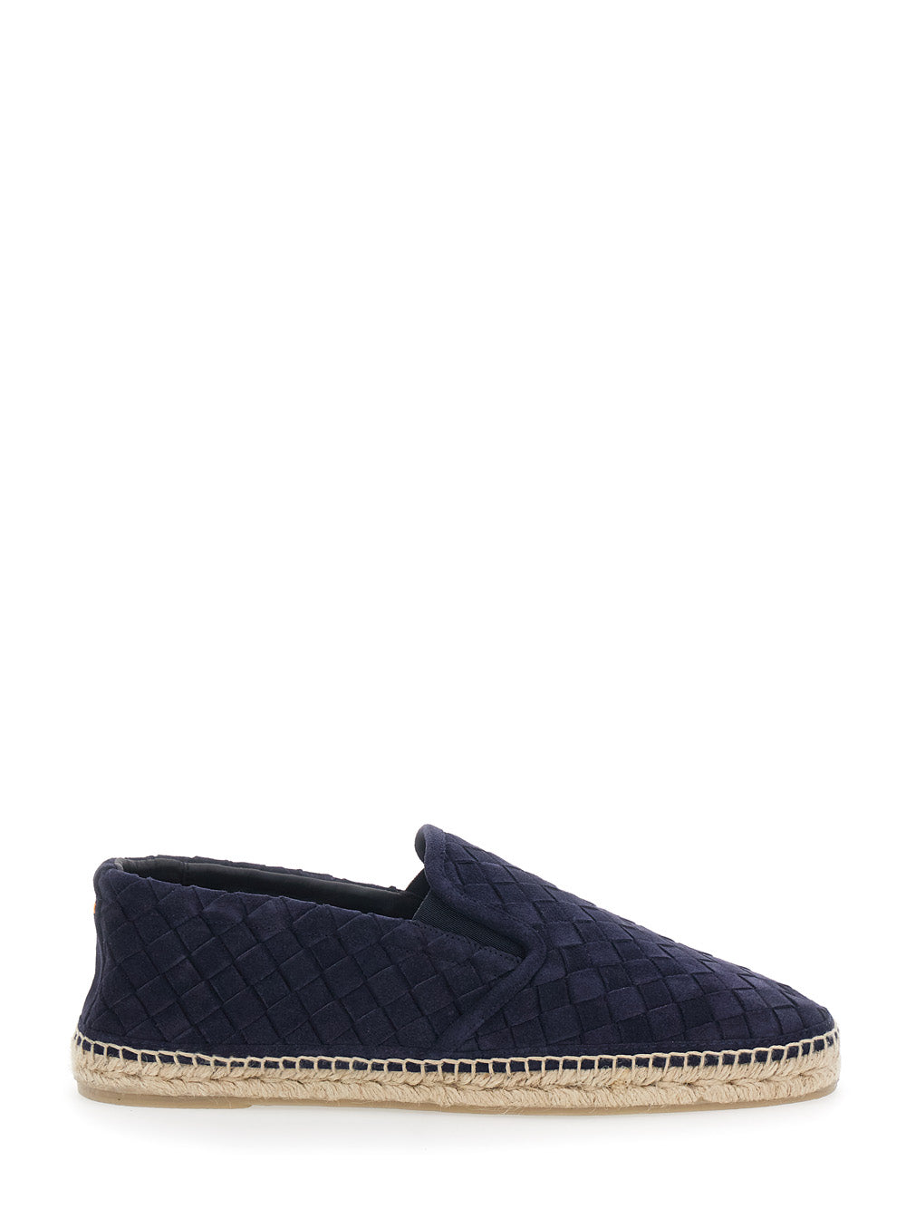 Espadrilles Java with Pull-tab and Contrast Stitching in Blue Suede for Men Blu Calf Flat Shoes