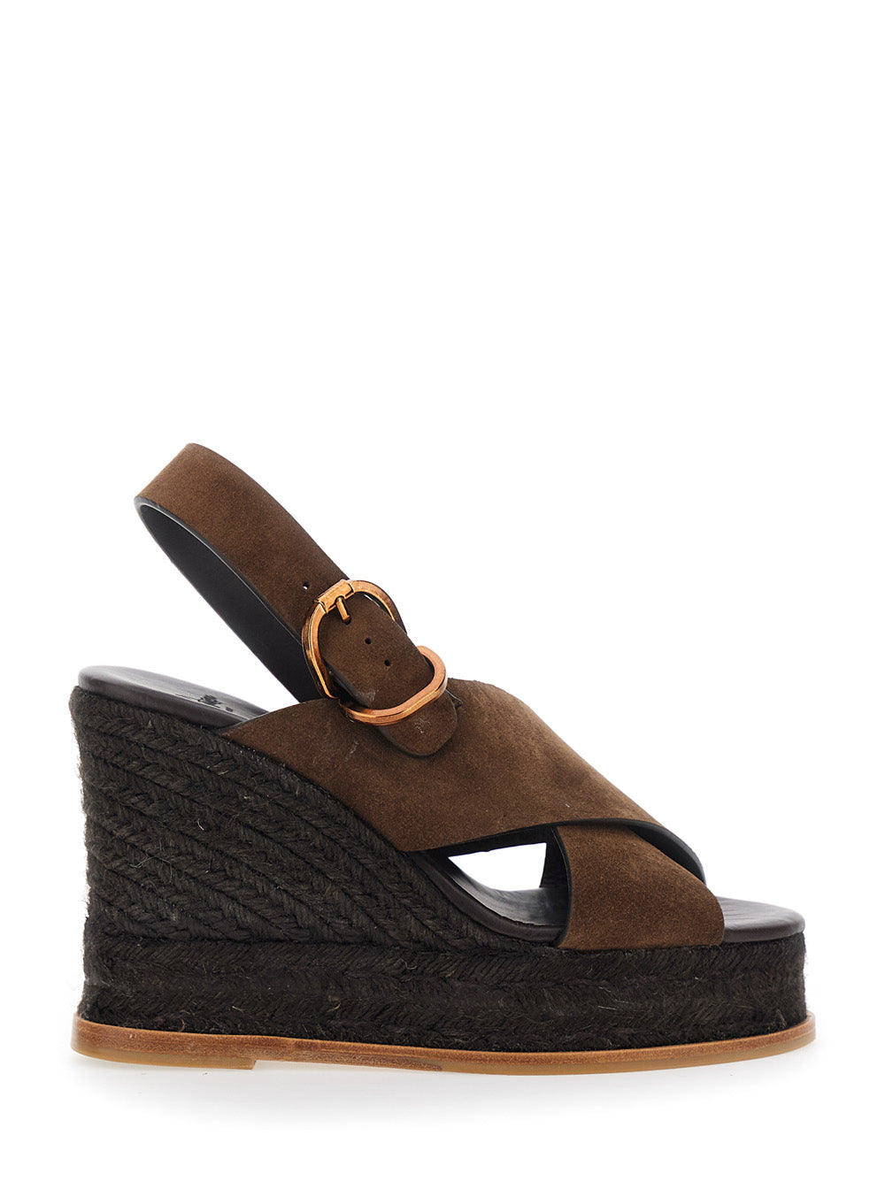 Bettina Brown Wedges With Adjustable Strap And Logo On The Insole Leather For Women - IT 37