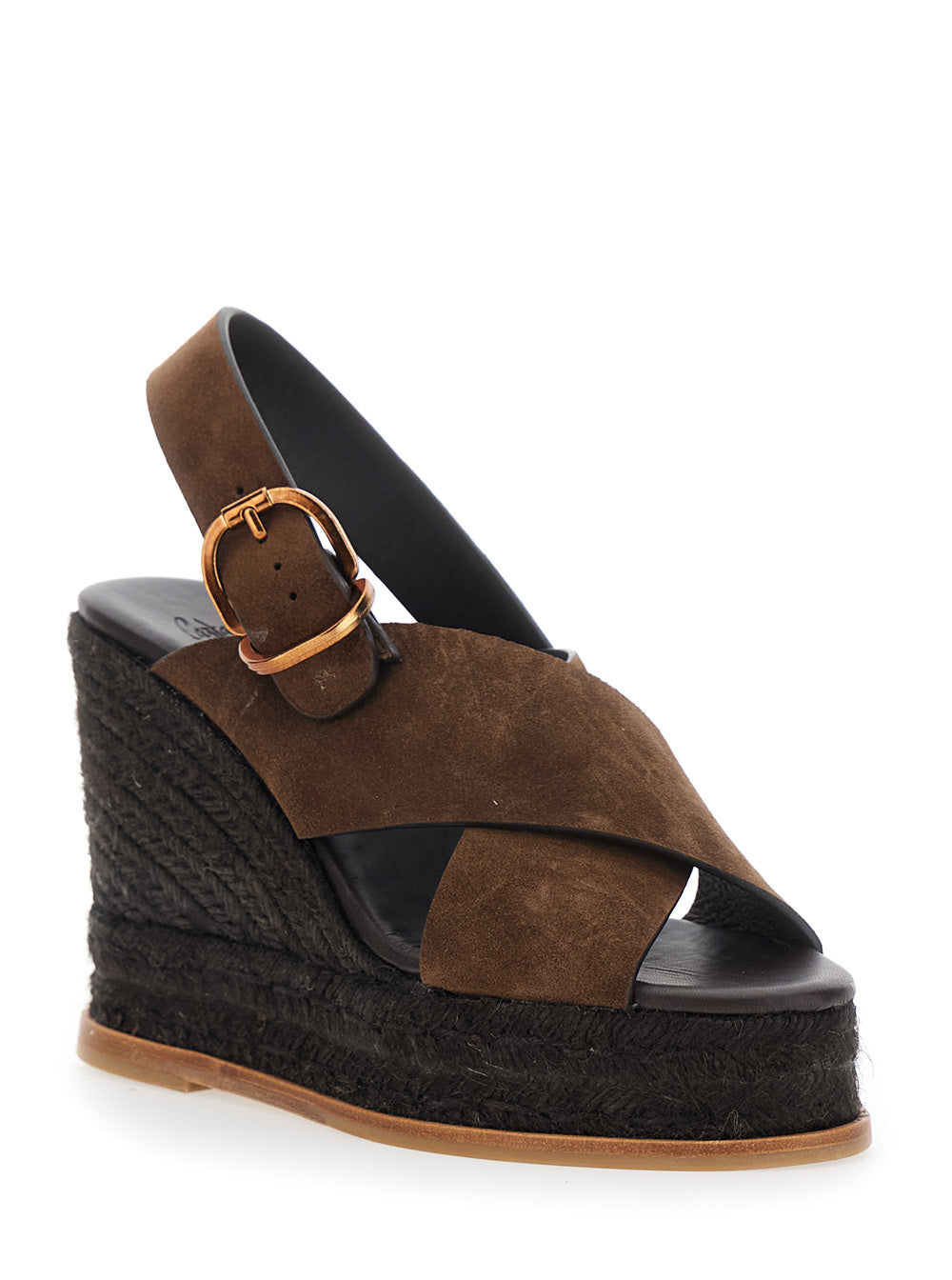 Bettina Brown Wedges With Adjustable Strap And Logo On The Insole Leather For Women - IT 36