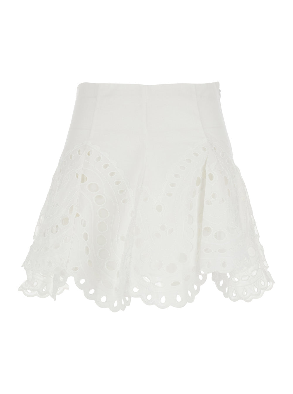 Dress Sail with A-Line Design and Scalloped Hem in Cotton Blend White Women Polyester Skirt