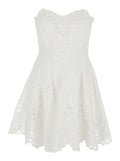 Dress Bail with Heart Neckline and Scalloped Edges in White Cotton Blend for Women Polyester