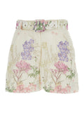 PANSY SHORT Multicolor with Botanical Motif in Cotton for Women Polyester And Bermuda