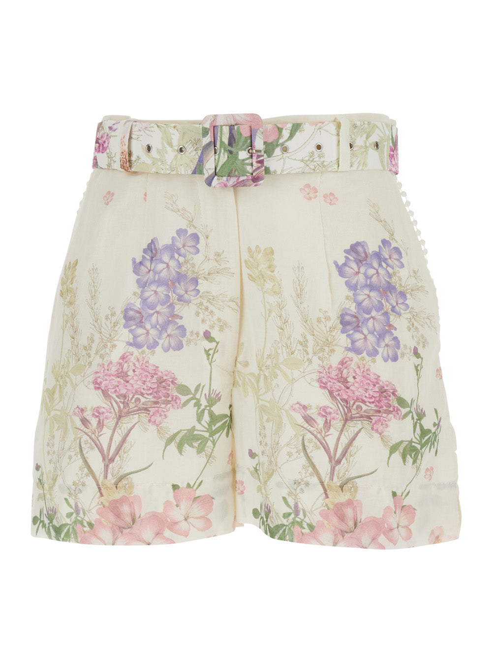 PANSY SHORT Multicolor with Botanical Motif in Cotton for Women Polyester And Bermuda
