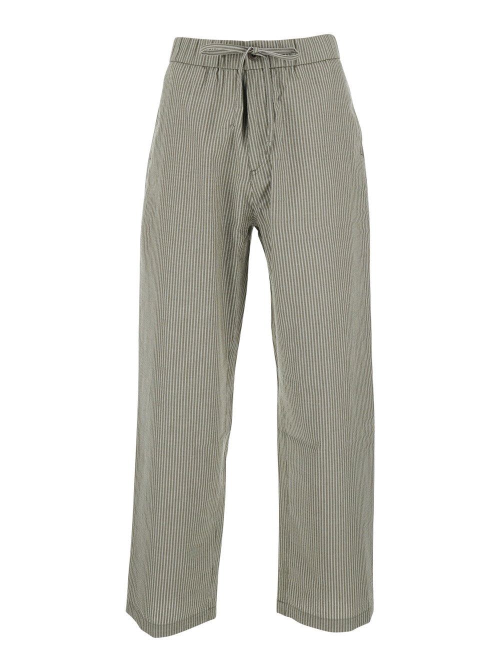 Lounge Pants STRIPE COTTON Green with Side Pockets for Men Trousers