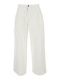 CLASSY OVERSIZED TWO-TUCK TROUSERS - White with double pleat at the front In Viscose Women Linen Nylon
