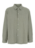 Stripe Cotton Lounge Shirt Green Long Sleeve With Motif For Women And Blouses