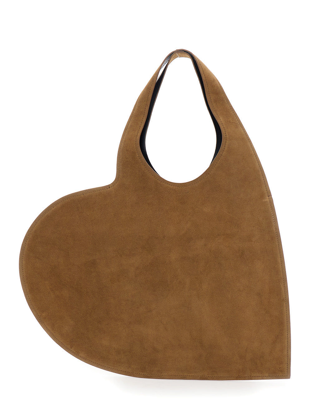Shoulder Bag COPERNI with Cut-Out Handle and Heart Silhouette in Brown Suede for Women Cow Leather