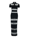 Long Dress Coperni Black with Logo Embroidery on the Front and All-Over Stripes in Cotton Blend for Women Polyamide Elastane