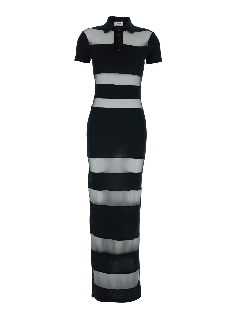 Long Dress Coperni Black with Logo Embroidery on the Front and All-Over Stripes in Cotton Blend for Women Polyamide Elastane