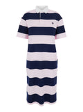 Dress with All-Over Striped Motif and Embroidered Logo on Front in Multicolor Cotton for Women Organic