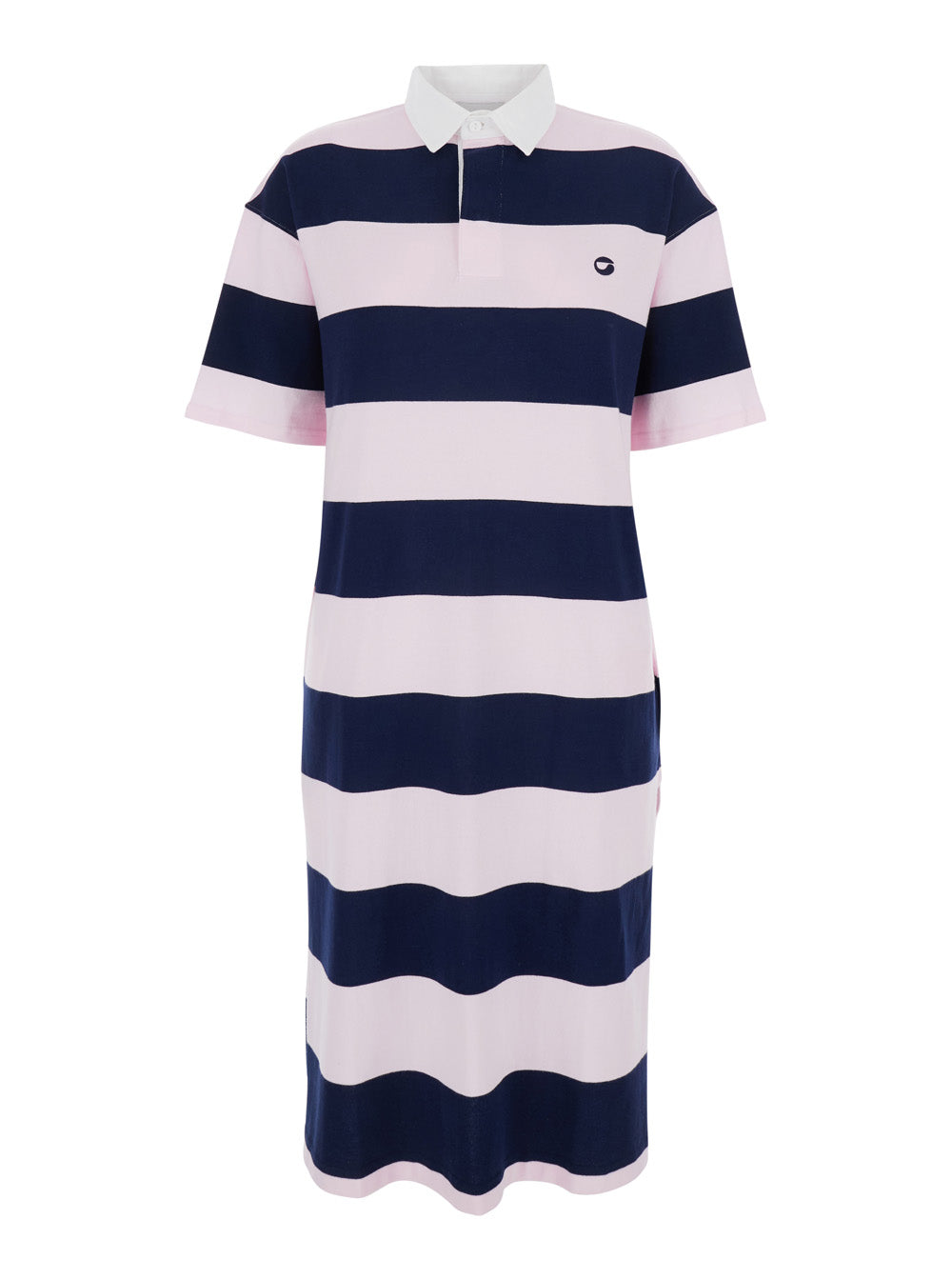 Dress with All-Over Striped Motif and Embroidered Logo on Front in Multicolor Cotton for Women Organic