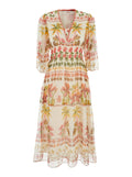 Melina Robe White Dress Long With V-Neck And Short Sleeves Viscose Women