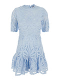 Long Dress Girasol With V-Neck And Short Sleeves Blue Polyester For Women Blu