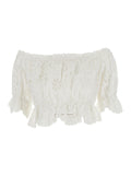 Blouse Edwige White With Long Sleeves And Embroidered Details Polyester Women Cotton Shirts Blouses