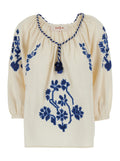 Blouse Enora White With Long Sleeves And Cotton Lace Details For Women Shirts Blouses