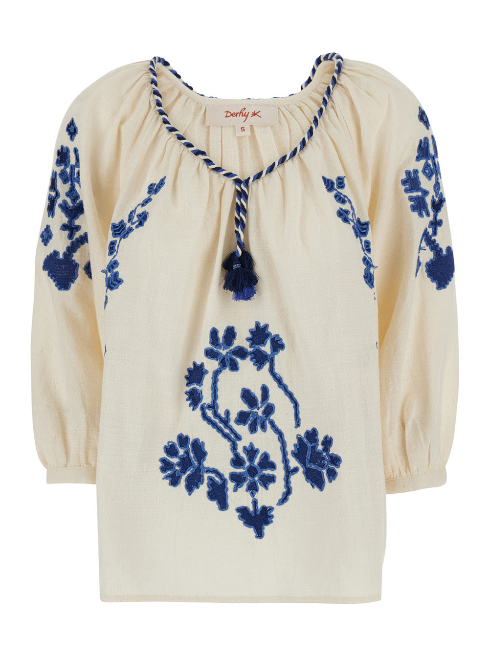 Blouse Enora White With Long Sleeves And Cotton Lace Details For Women Shirts Blouses