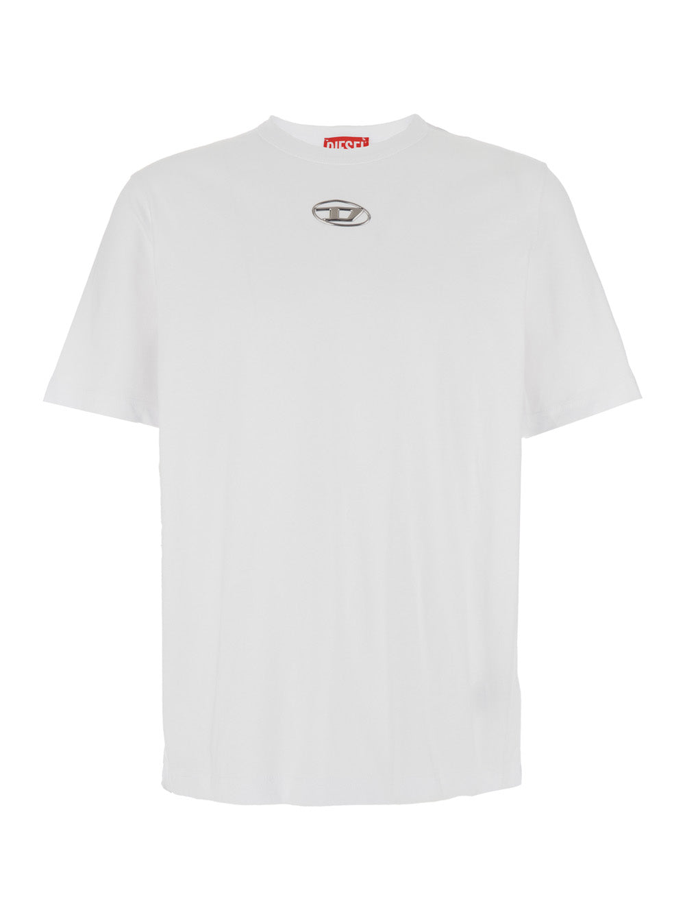 T-Shirt T-Adjust-Od with Logo Patch on the Front in White Cotton for Men Tshirts And Polo Shirts