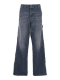 D-LIVERY-W Blue Cotton Denim Five-Pocket Jeans for Men Grey