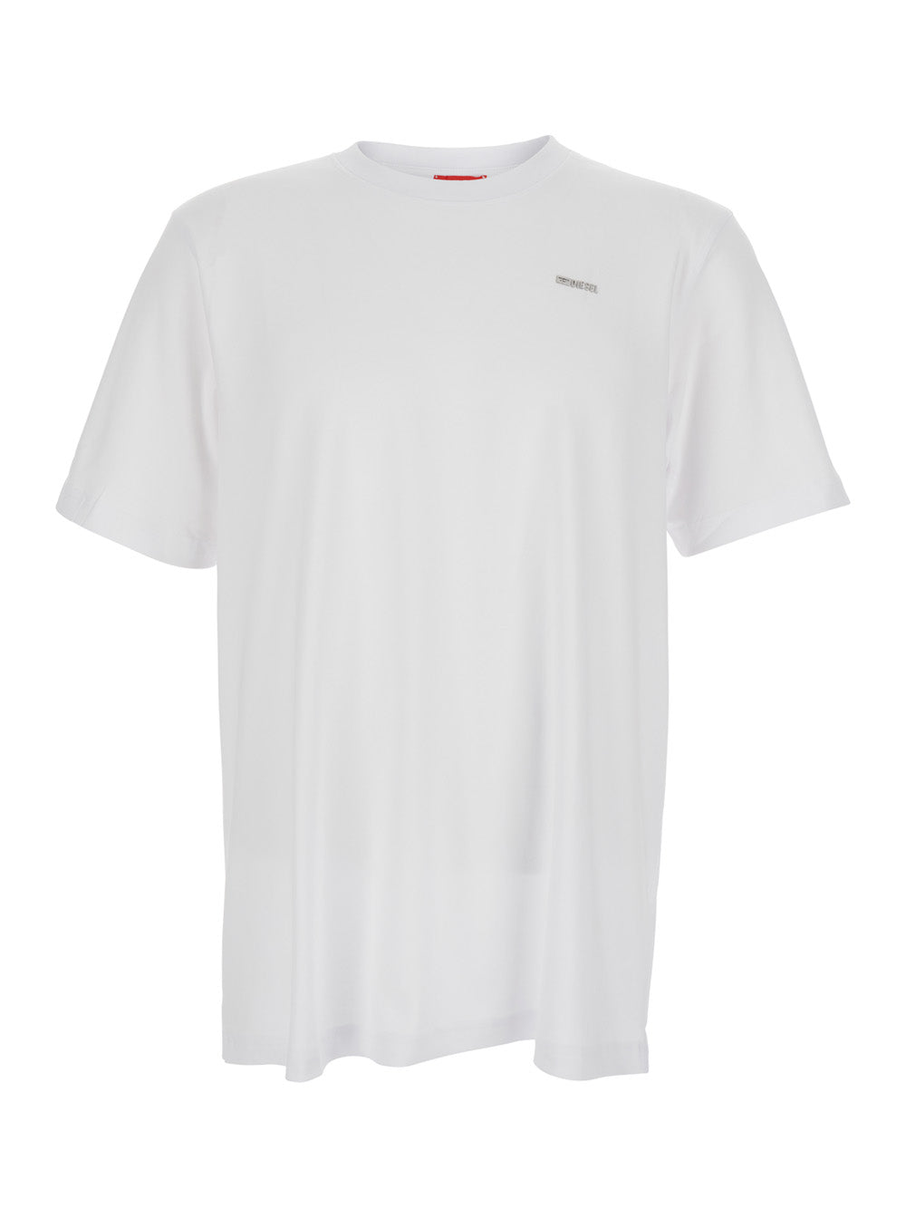 T-Shirt T-Adjust-Met with Lettering Logo on the Front in White Cotton for Men Tshirts And Polo Shirts