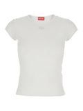 T-Shirt Angie with DLogo Plaque on the Front in White Cotton for Women Elastane Tshirts And Polo Shirts
