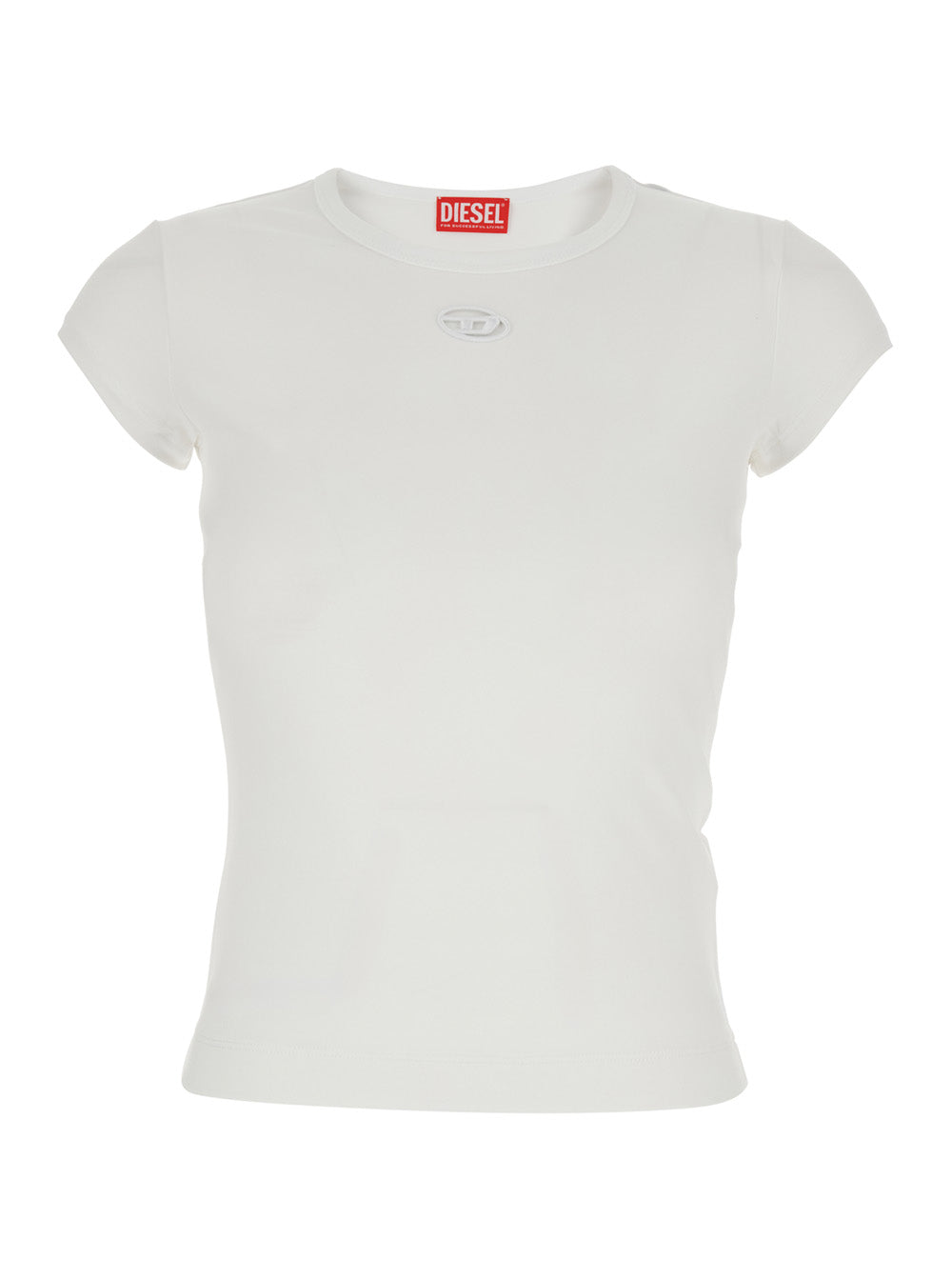 T-Shirt Angie with DLogo Plaque on the Front in White Cotton for Women Elastane Tshirts And Polo Shirts