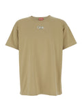 Crew Neck T-Shirt with Front Logo in Beige Cotton for Men Tshirts And Polo Shirts