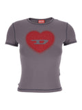 Gray T-shirt T-UNCUTIES-LONG-S5 with Round Neck and Long Sleeves in Womens Cotton Grey Elastane Tshirts Polo Shirts