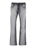 Gray Five-Pocket Jeans with Faded Effect for Men Grey Cotton Lyocell