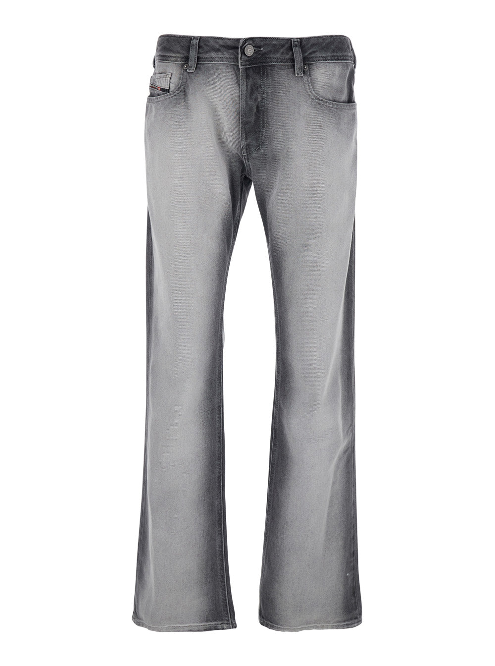 Gray Five-Pocket Jeans with Faded Effect for Men Grey Cotton Lyocell