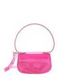 Shoulder Bag 1DR with Oval D Patch and Semi-Transparent Design in Pink for Women Hand