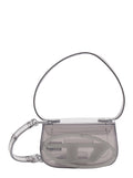 Shoulder Bag 1DR with Oval D Patch and Semi-Transparent Design in Gray for Women Grey Hand