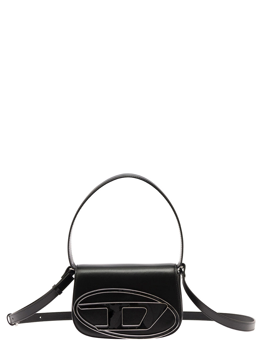 Shoulder Bag 1DR with Oval D Patch in Black Leather for Women Pmu Hand