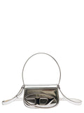 Shoulder Bag 1DR with Oval D Patch in Silver Laminated Leather for Women Metallic Pmu Hand