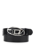 1DR Belt with Logo Buckle in Black Leather for Women Pmu