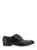 Black Smooth Leather Five-Hole Oxford Shoes for Men Calf Lace