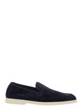 Blue Loafers with Rounded Toe in Leather for Men Blu Calf