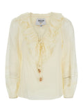 White Shirt With Pointed Collar And Long Sleeves For Women Blouses
