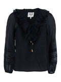Black T-Shirt With Round Neck Shirts And Blouses