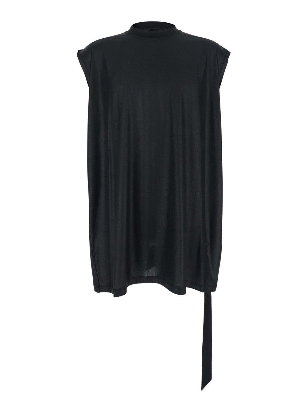 Black Crew Neck T-shirt with Raised Collar in Tech Fabric for Men Acetate Nylon Tshirts And Polo Shirts