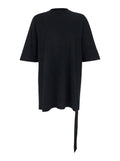 Black Cotton Crew Neck T-shirt with Raised Collar Tshirts And Polo Shirts