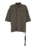 Mens Magnum Tommy Short Sleeve Button-Up Shirt in Grey Cotton And Blouses