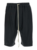 Shorts Wide Pusher - Black Bermuda With Side Details Fabric Men Acetate Nylon And