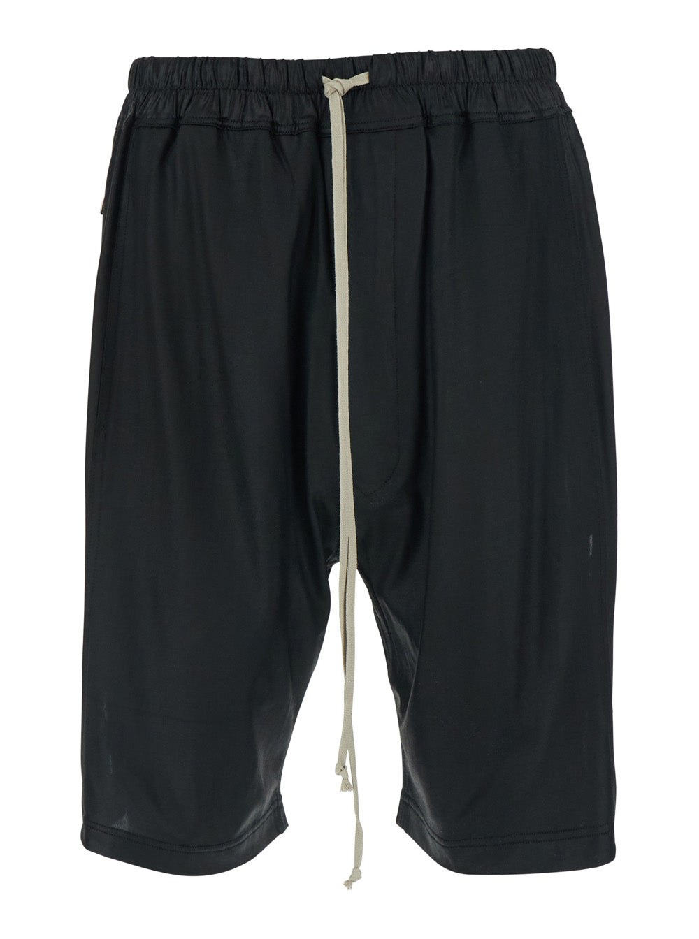 Shorts Wide Pusher - Black Bermuda With Side Details Fabric Men Acetate Nylon And