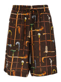 Short Cannes - Brown High-Waisted Bermuda with Side Pockets Viscose Men And