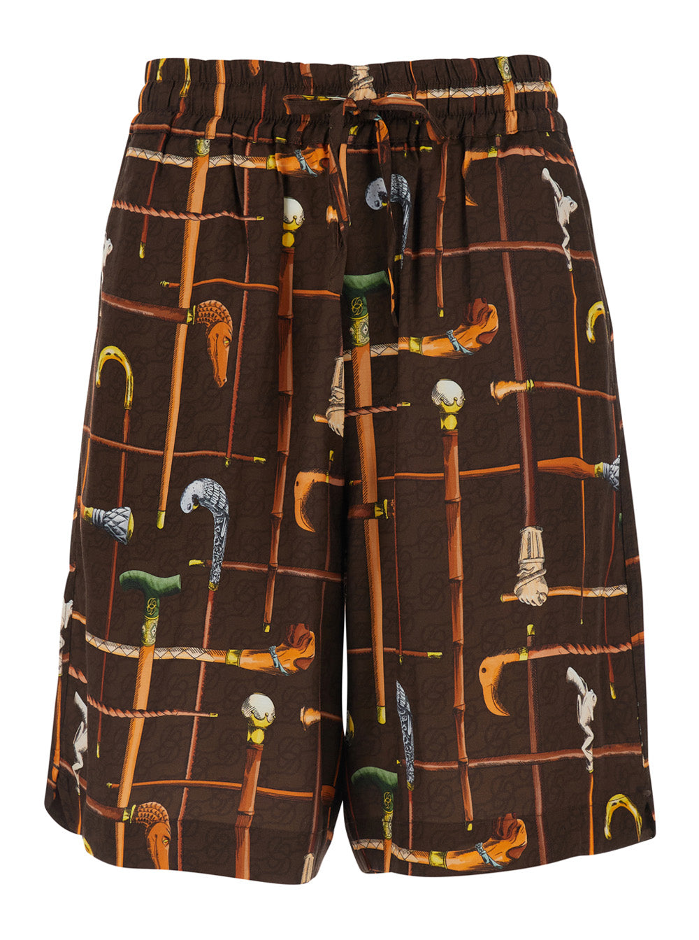Short Cannes - Brown High-Waisted Bermuda with Side Pockets Viscose Men And