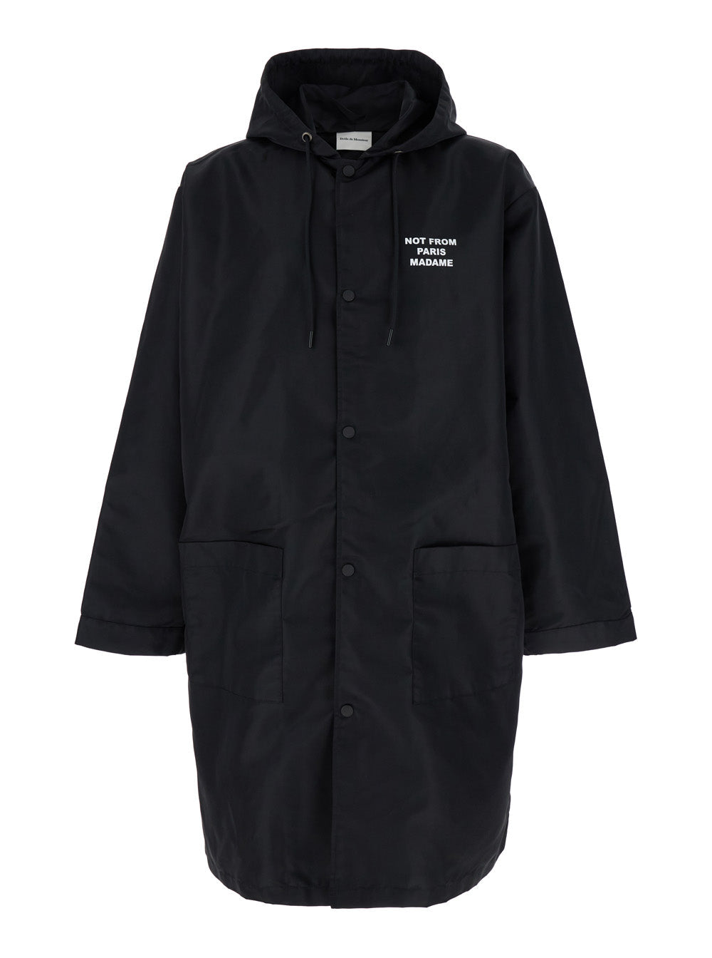 Parka Coat with Logo in Black Tech Fabric for Men Nylon Outerwear