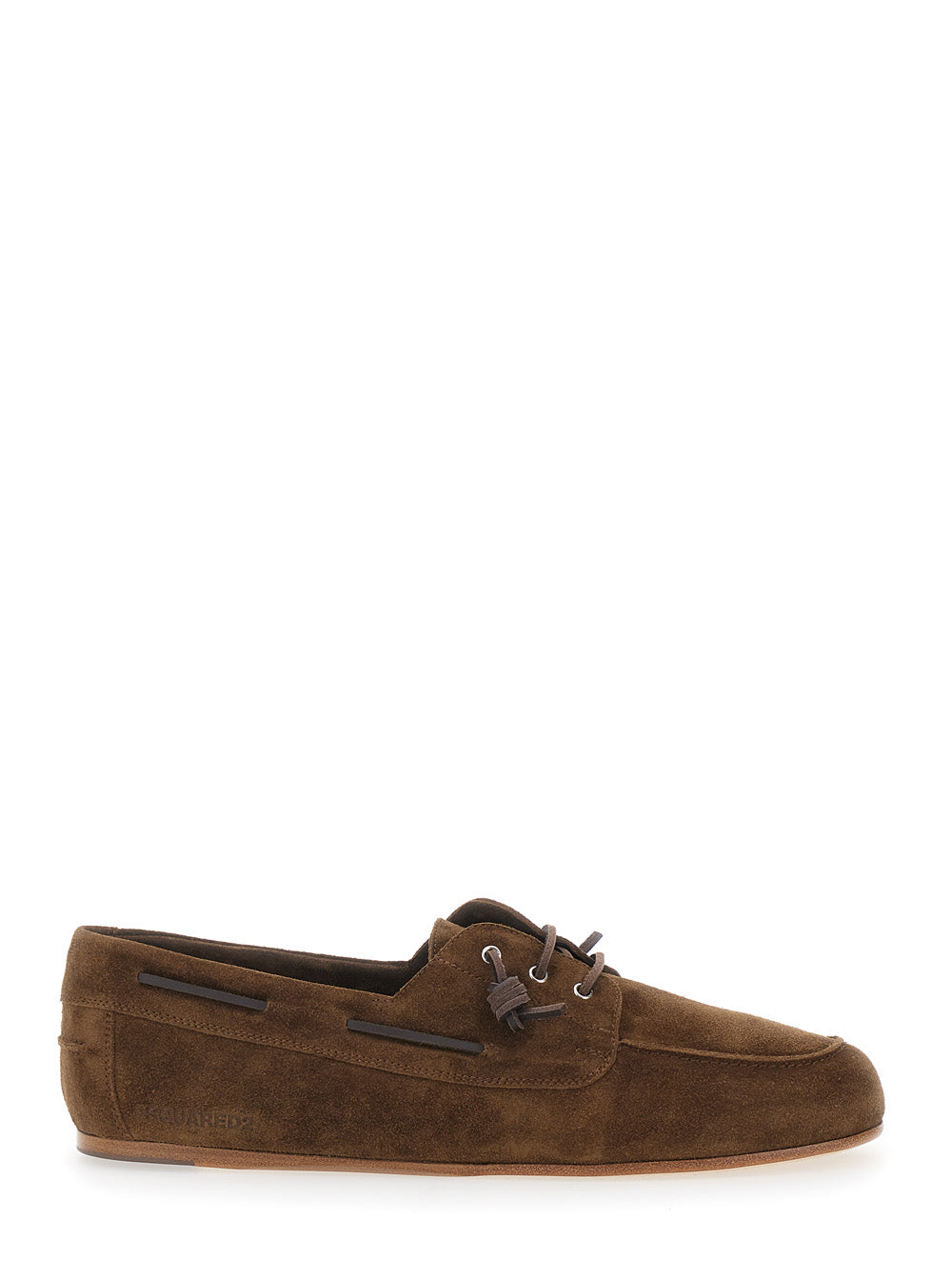 Mens Brown Suede LUM0118015035205059 Boat Shoes with Side Lettering Logo Calf Loafers