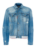 Blue Over Fit Jacket With Front Closure And Side Pockets For Women Light Cotton